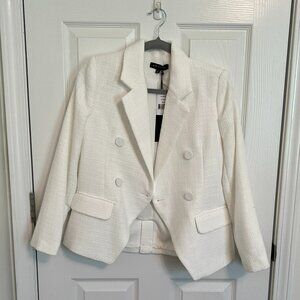 Double Breasted Boucle Blazer, white